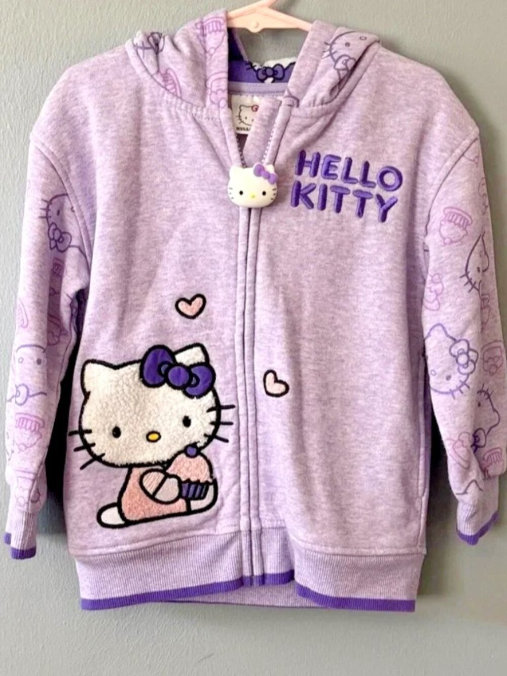 Hello Kitty Girls Lavender Zip Up Hoodie, Sizes 4, 5 & 6 - New w/ Tag